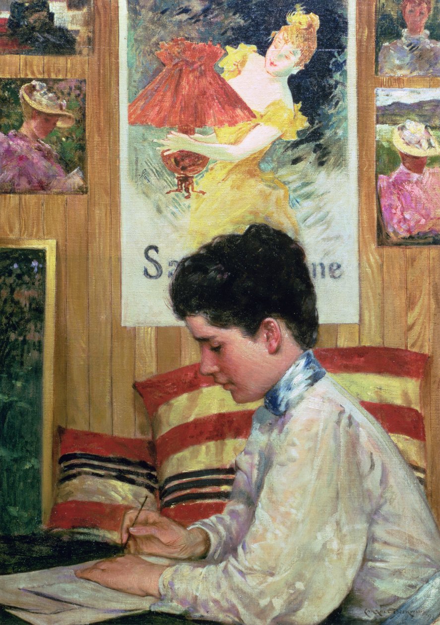 Interieur van een landelijk atelier door James Carroll Beckwith