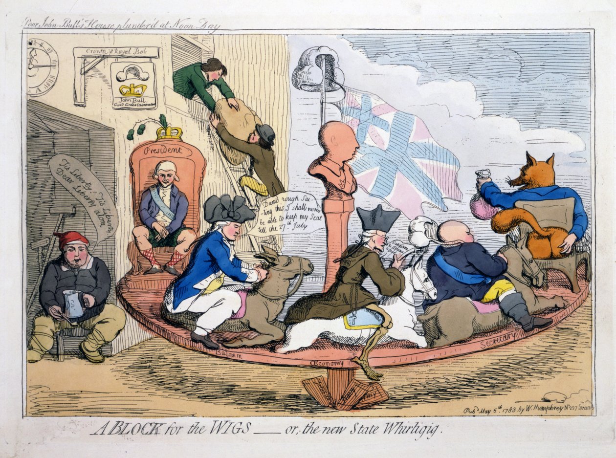 A Block for the Wigs or The New State Whirligig, gepubliceerd 1783 door James Gillray