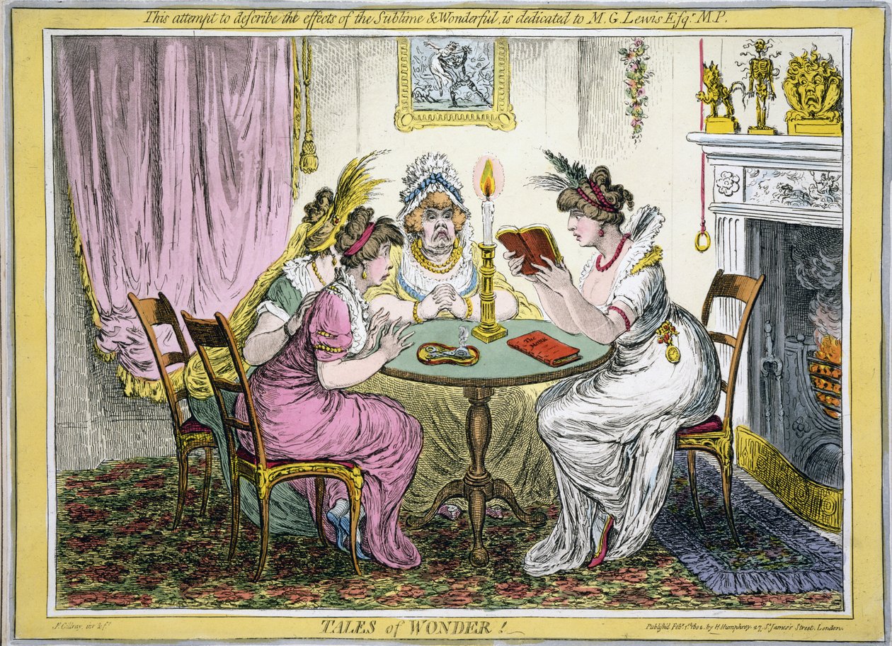 Verhalen van Verwondering! Deze poging om de effecten van het Sublieme en Wonderbaarlijke te beschrijven is opgedragen aan M G Lewis Esq MP, uitgegeven door H Humprey, Londen, 1802 door James Gillray