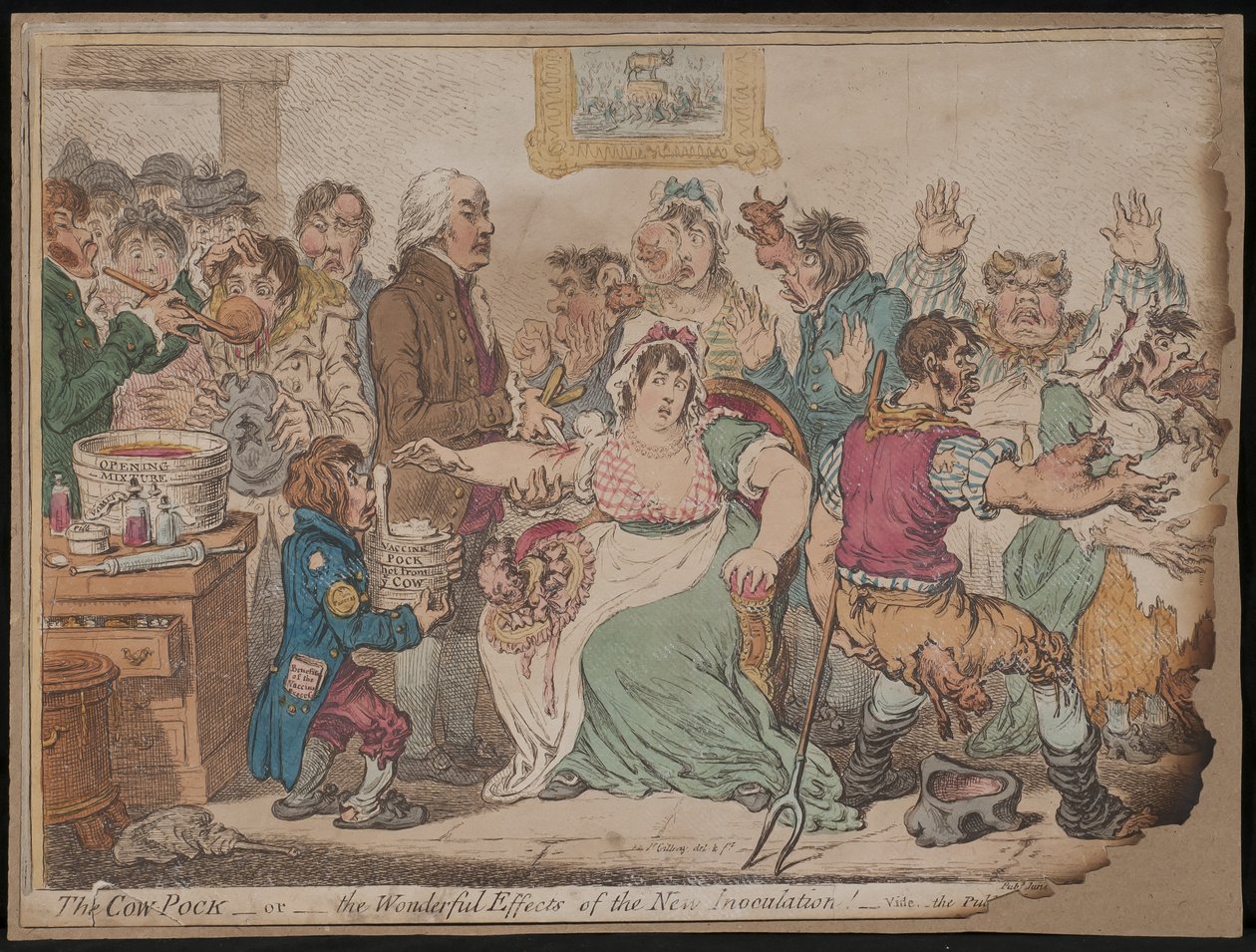 De Koe Pok of de Wonderbaarlijke Effecten van de Nieuwe Inenting door James Gillray