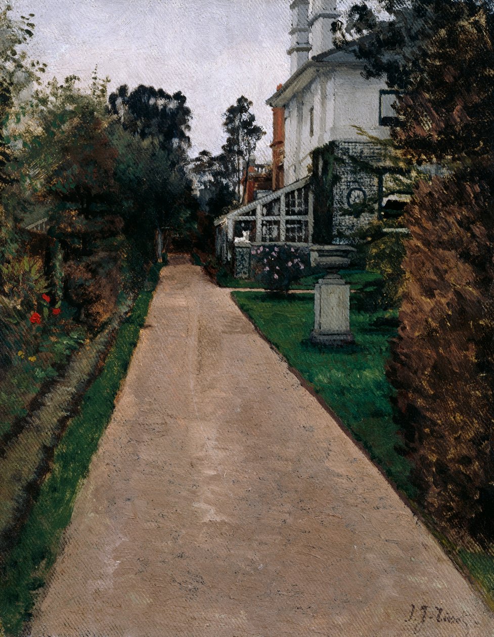 Uitzicht op de tuin aan 17 Grove End Road, 1874-82 door James Jacques Joseph Tissot