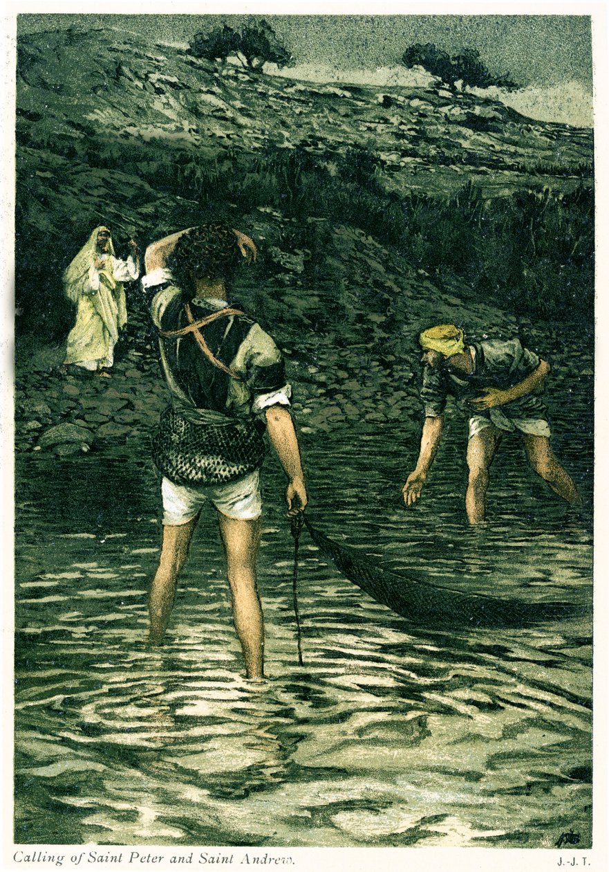 Roeping van Sint Petrus en Sint Andreas - Bijbel door James Jacques Joseph after Tissot