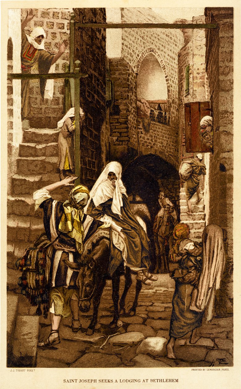 Jozef zoekt een Verblijf in Bethlehem - Bijbel door James Jacques Joseph after Tissot