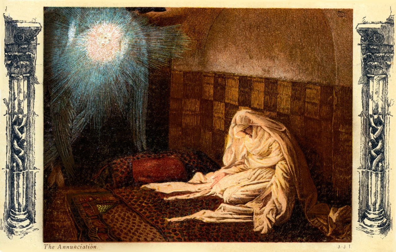 De Aankondiging - Sint Lucas, Hoofdstuk 1 - Bijbel door James Jacques Joseph after Tissot