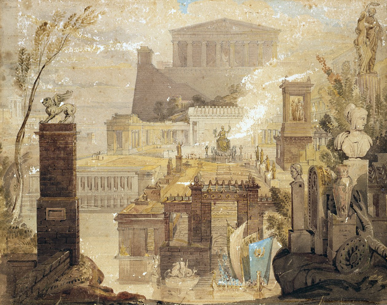 Een Reconstructie van de Architectuur van het Oude Athene, ca. 1830 door James Pennathorne