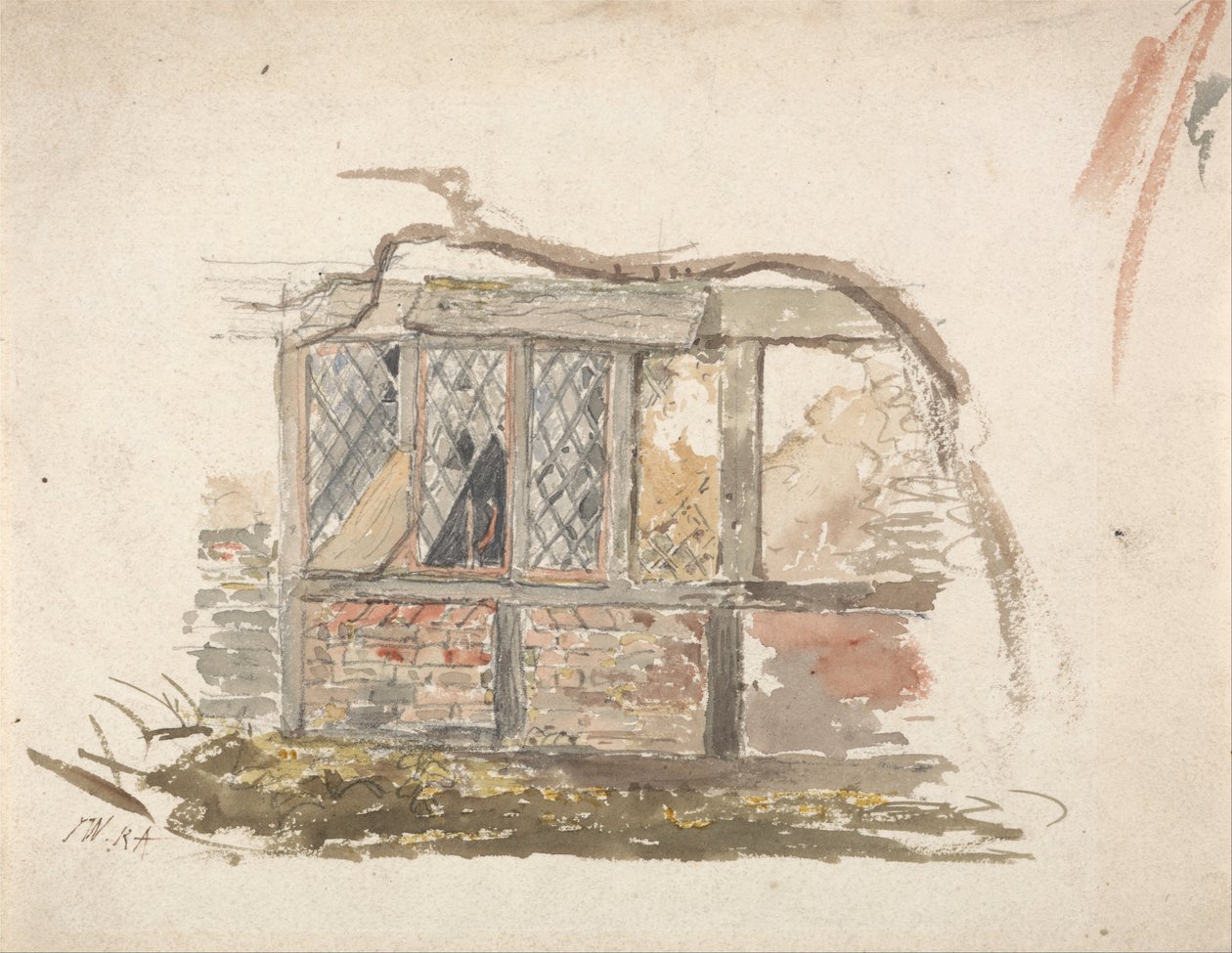 Een cottage muur en raam door James Ward