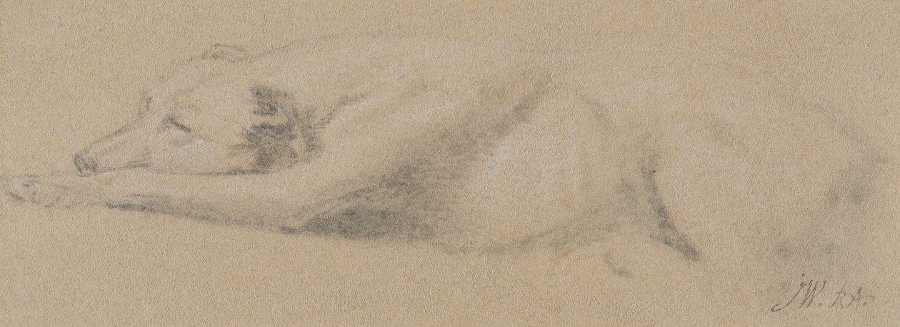 Studie van een slapende hond door James Ward
