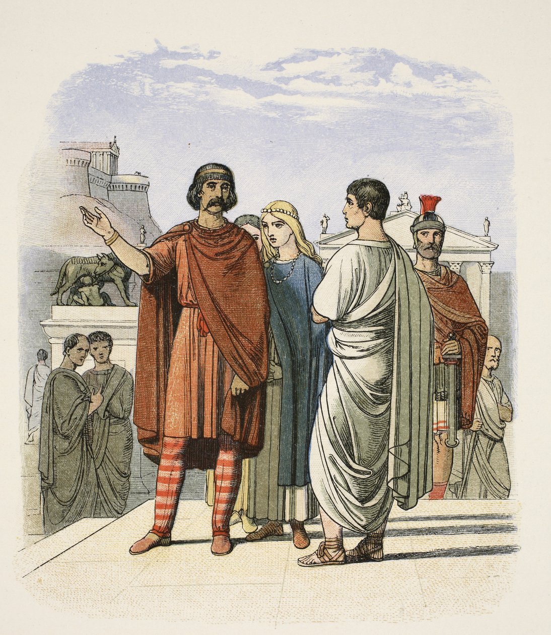 Caractacus in Rome in AD 52, uit A Chronicle of England BC 55 to AD 1485, gepubliceerd in Londen, 1863 door James William Edmund Doyle