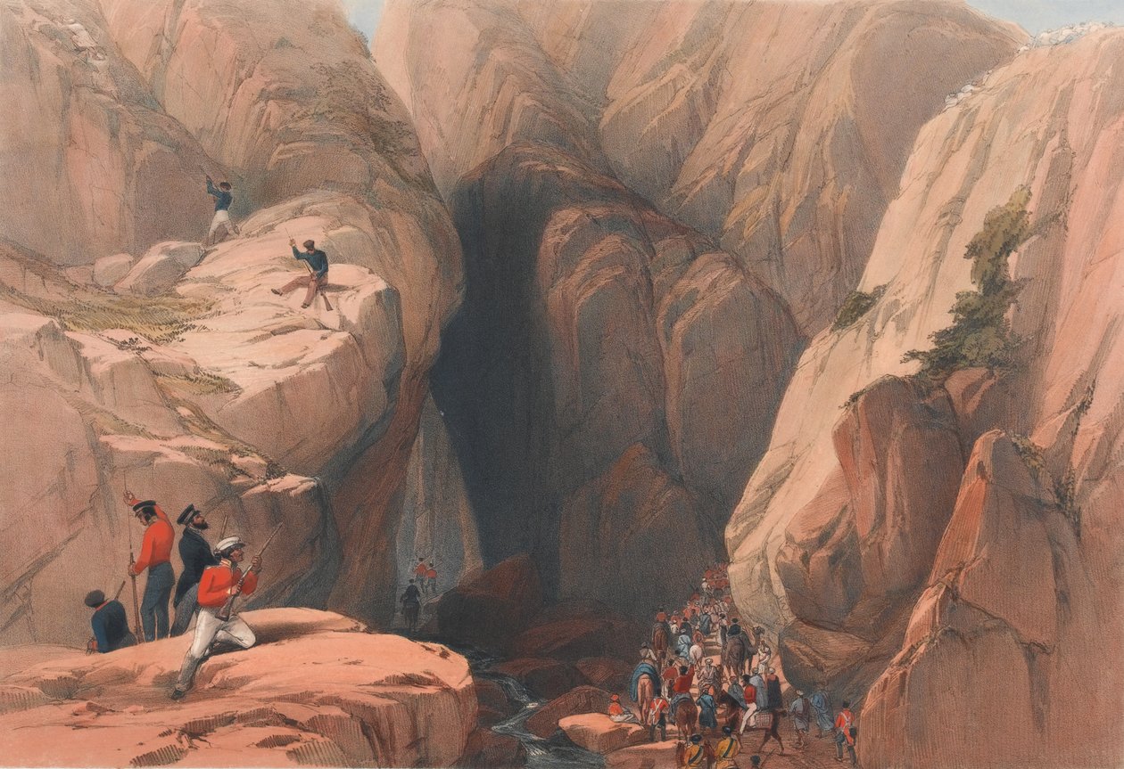 Ingang naar de Kojak-pas vanuit Parush, c.1839 door James (after) Atkinson