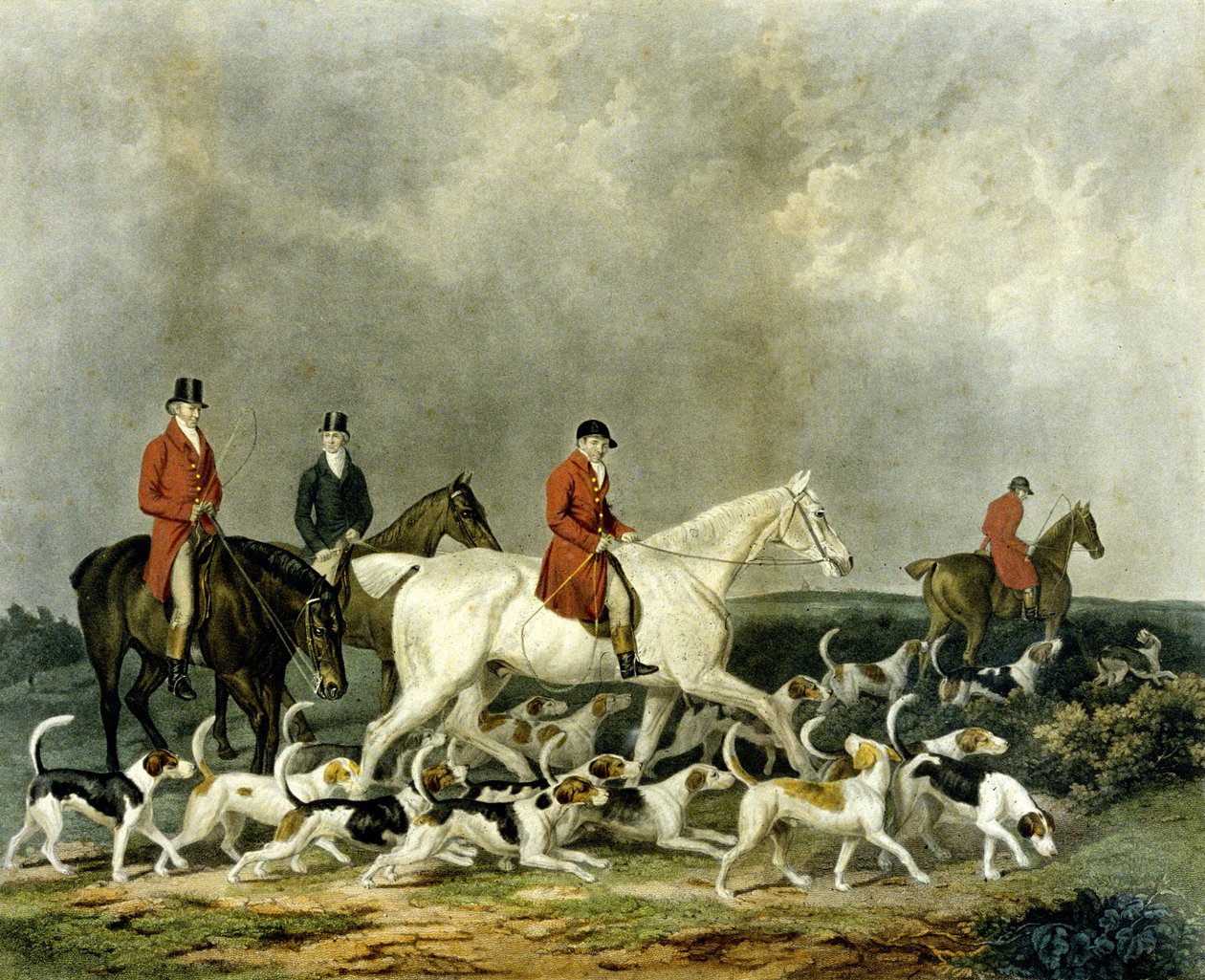 De hertenjagers van de graaf van Derby door James (after) Barenger