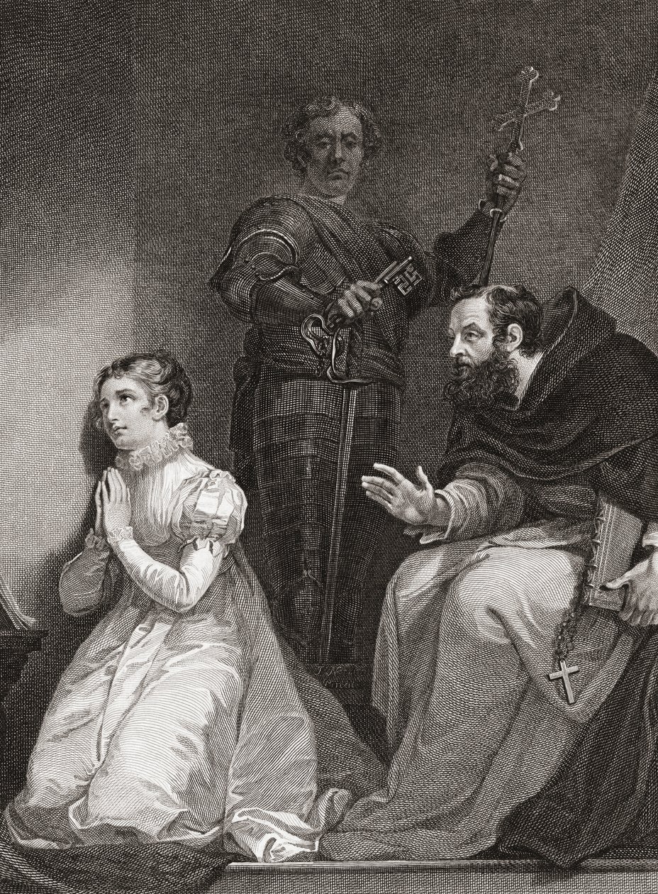 John Feckenham bezoekt Lady Jane Grey in de Tower of London (prent) door James (after) Northcote