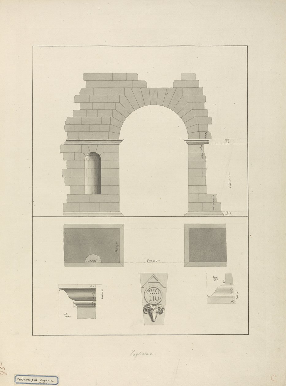 Ingangspoort, Zaghouan door James 1730 94 Bruce