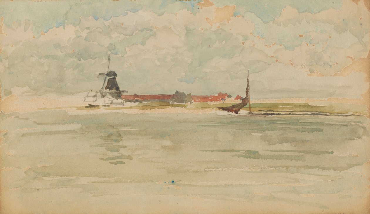 Een Klein Rood Briefje - Dordrecht, 1884 door James Abbott McNeill Whistler