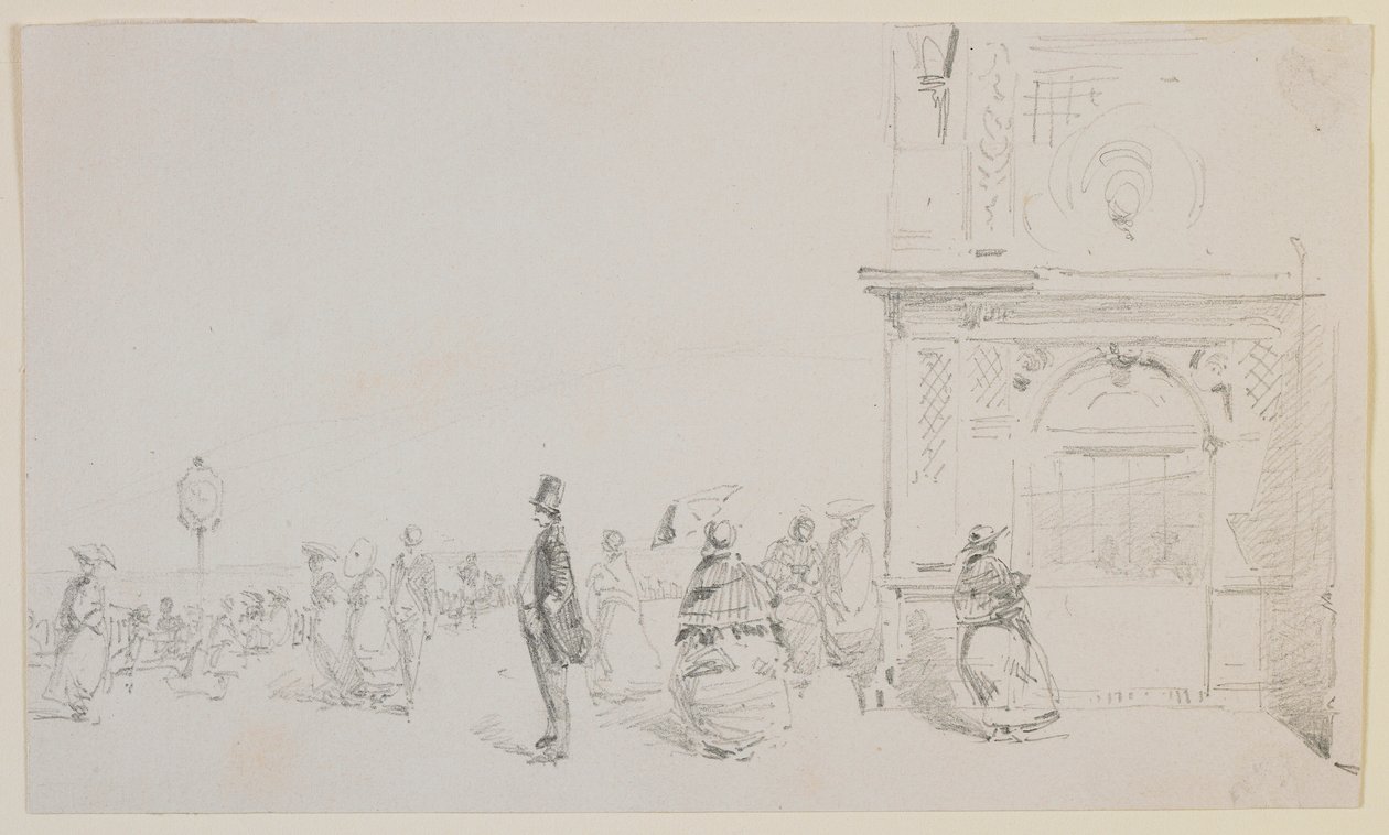 Een groep figuren op een esplanade, 1857 door James Abbott McNeill Whistler