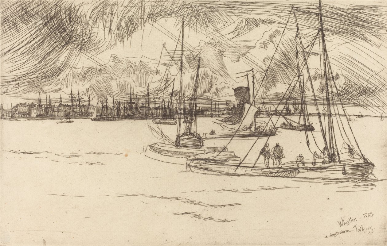 Amsterdam vanaf het Tolhuis, 1863 door James Abbott McNeill Whistler