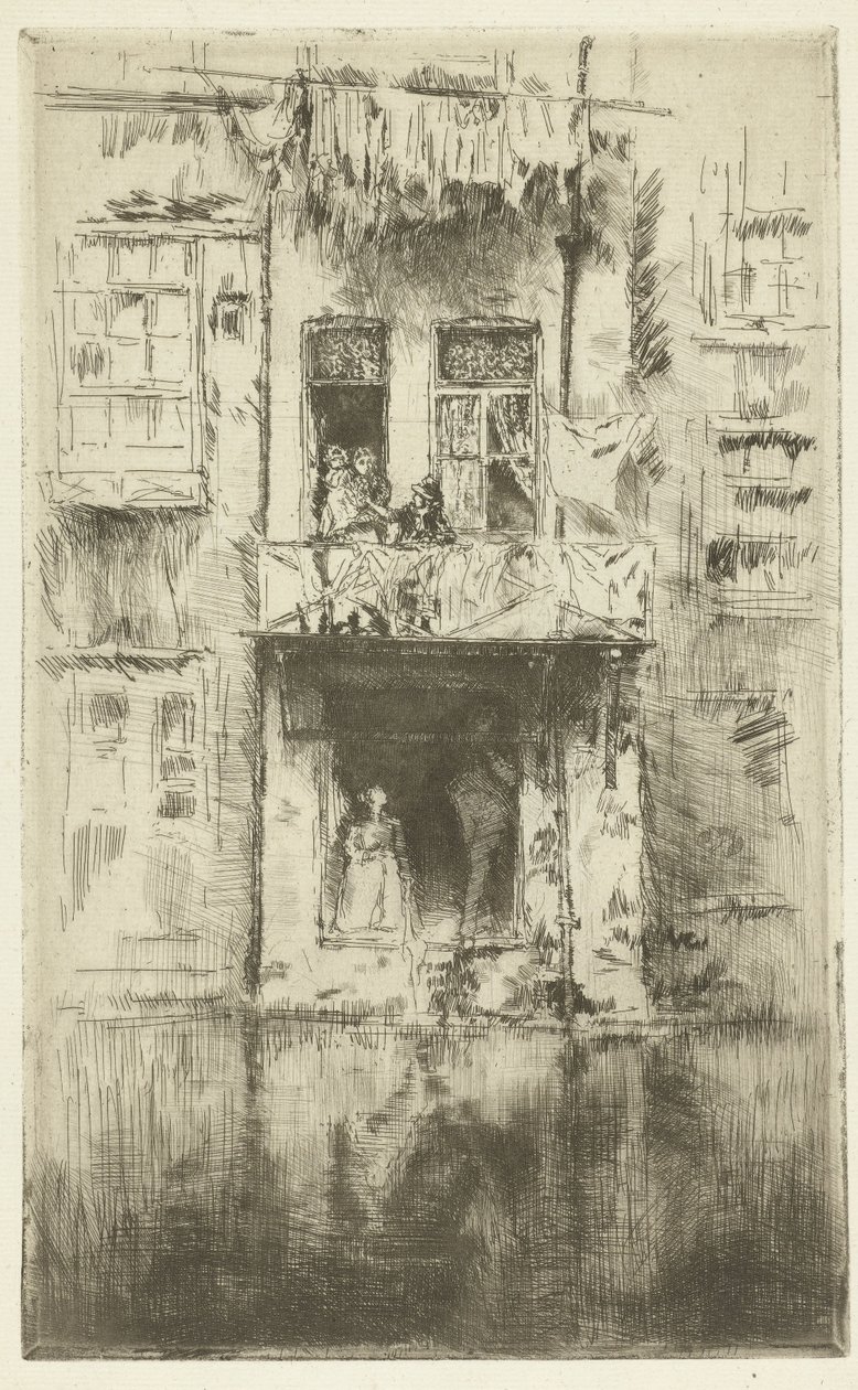 Balkon van een huis in Amsterdam door James Abbott McNeill Whistler