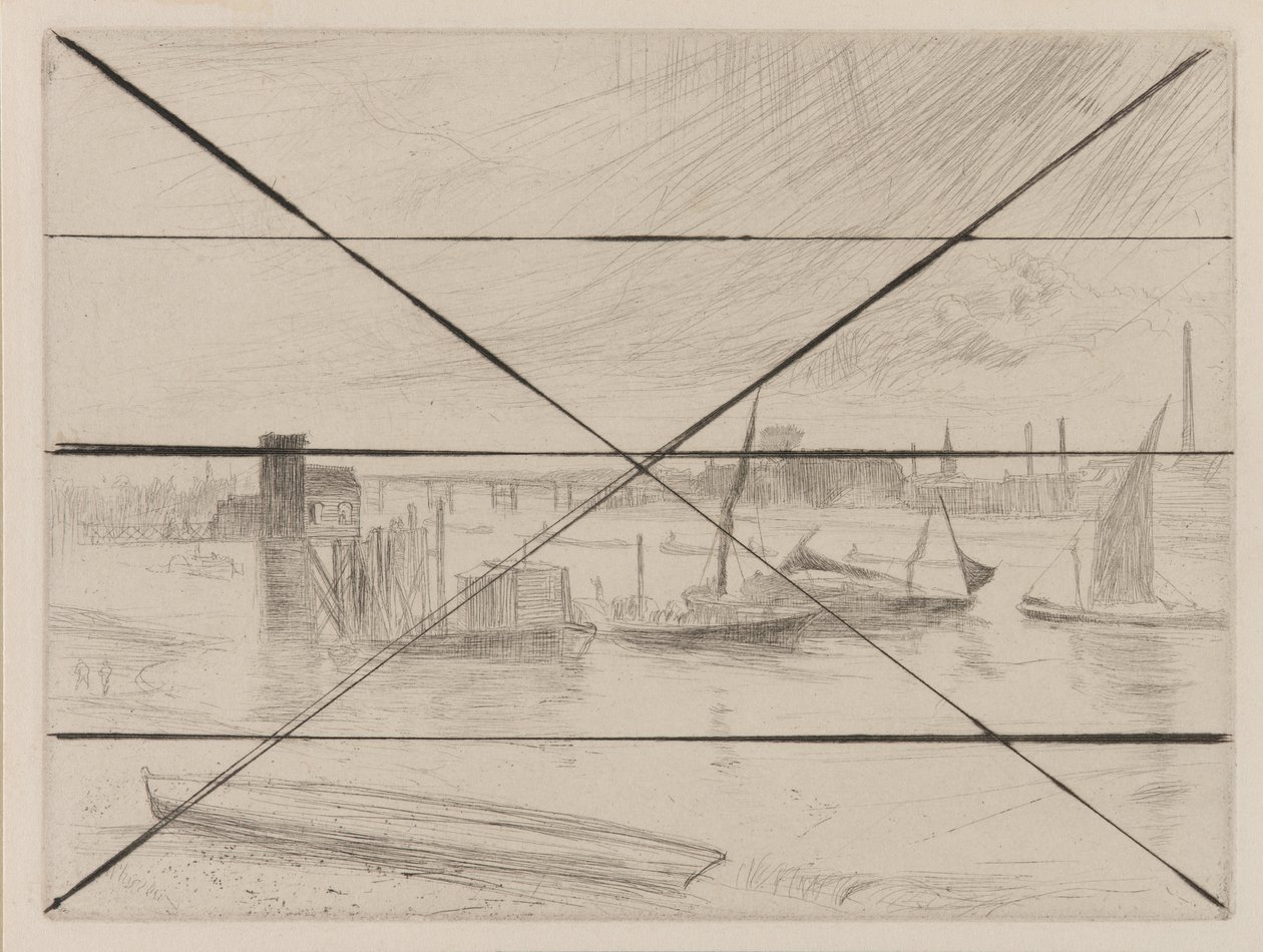 Battersea Dawn Cadogan Pier, 1861 door James Abbott McNeill Whistler