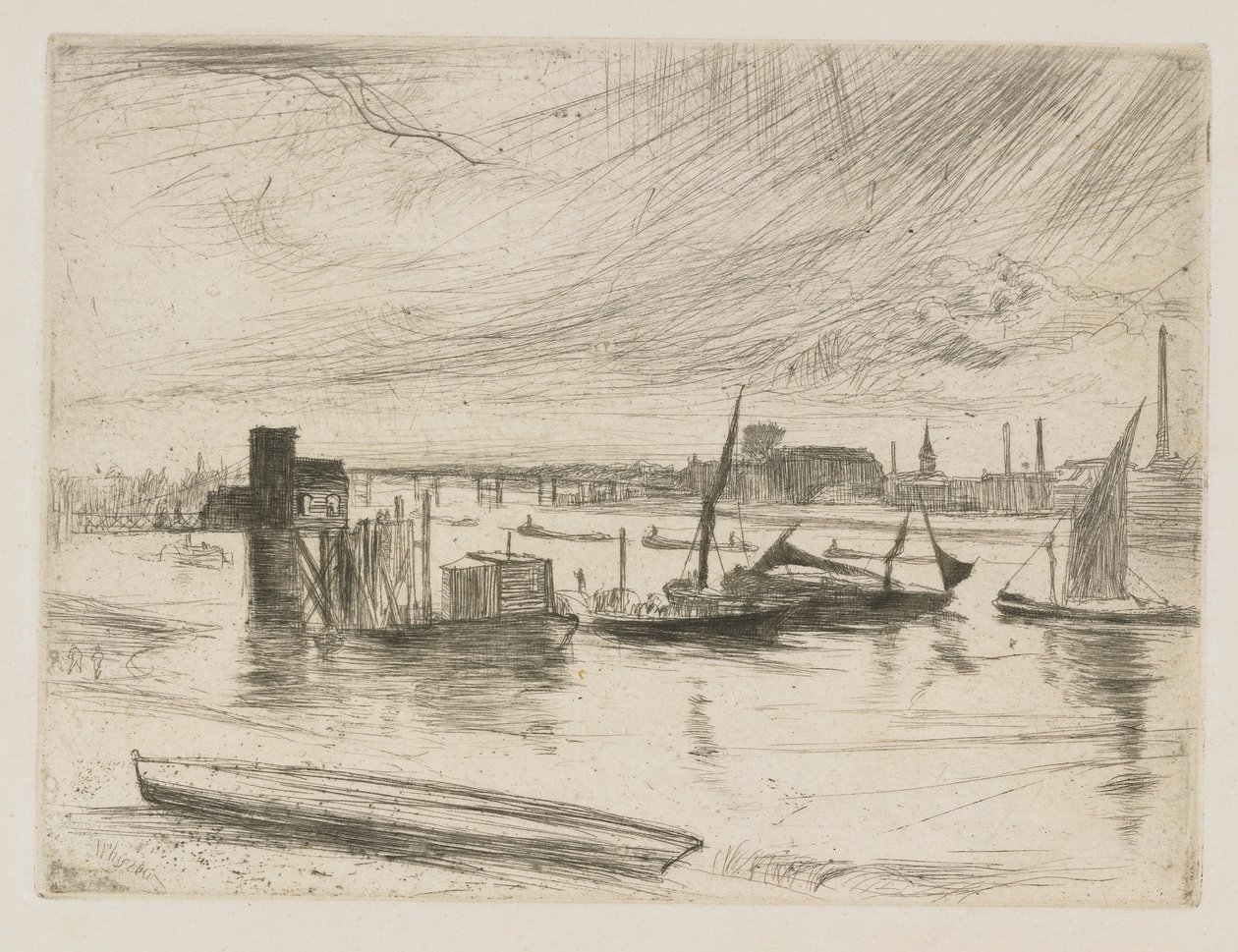 Battersea Dageraad Cadogan Pier, 1863 door James Abbott McNeill Whistler
