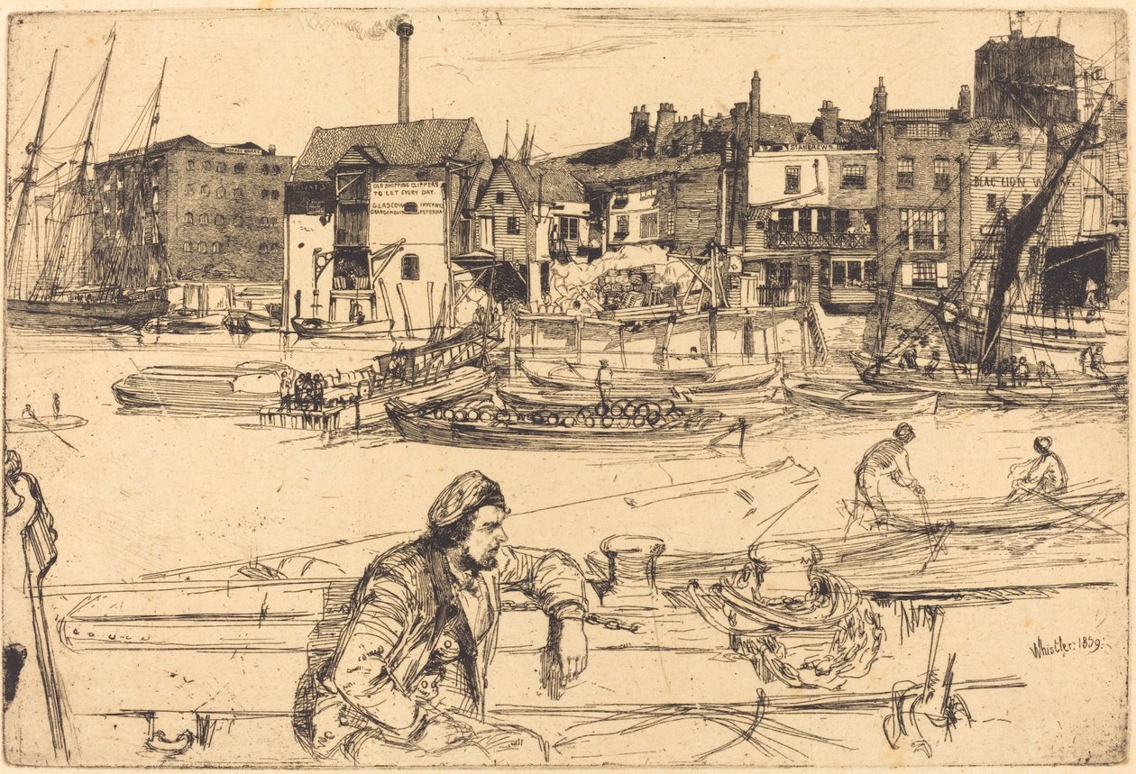 Black Lion Wharf, 1859 door James Abbott McNeill Whistler