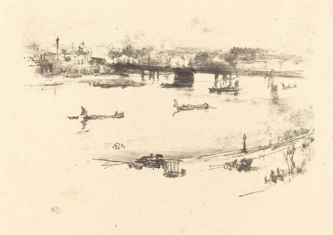 Charing Cross Spoorwegbrug door James Abbott McNeill Whistler
