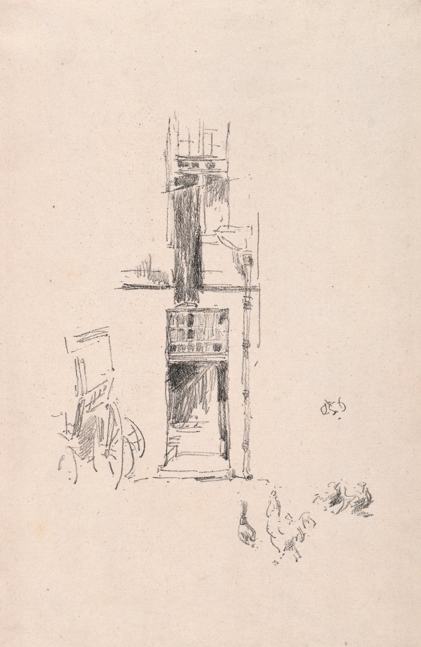 Hanengevechten en kippen, Hotel Colbert, 1891 door James Abbott McNeill Whistler