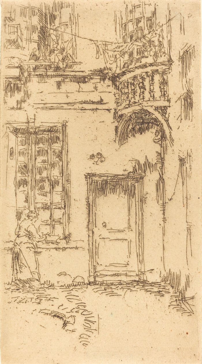 Binnenplaats, Rue P.L. Courier, 1888 door James Abbott McNeill Whistler