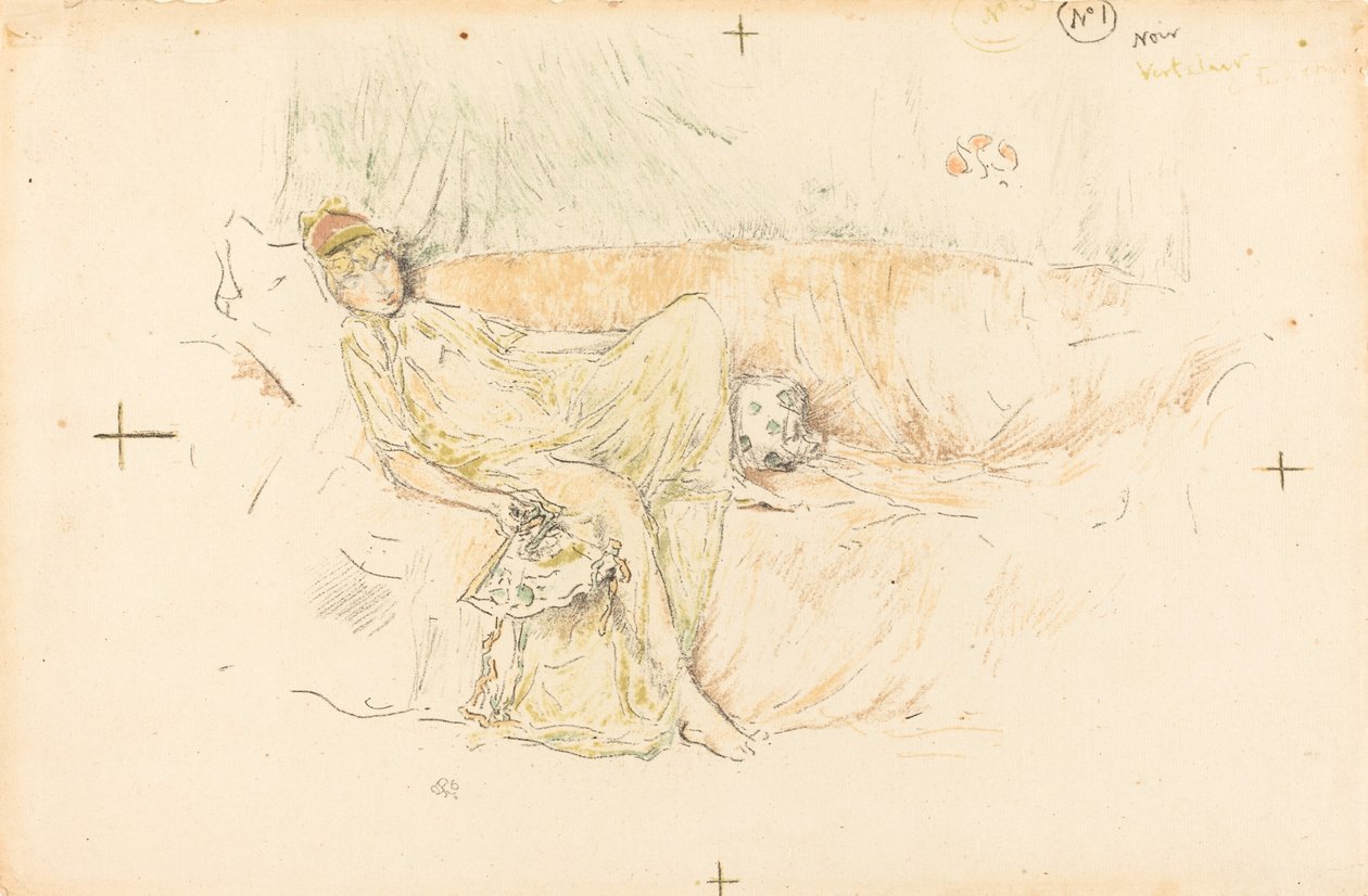 Geklede figuur, liggend, 1892 door James Abbott McNeill Whistler