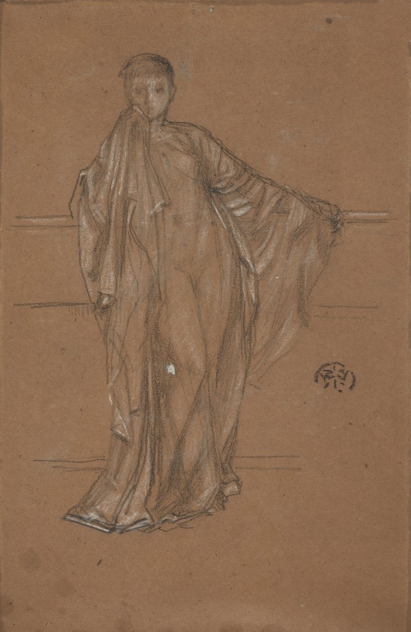 Gedrapeerde Figuur bij een Hek door James Abbott McNeill Whistler