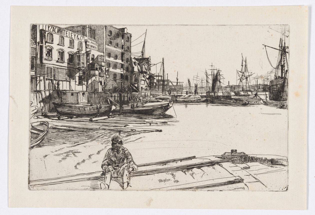 Eagle Wharf (Tyzac Whiteley en Co.) door James Abbott McNeill Whistler