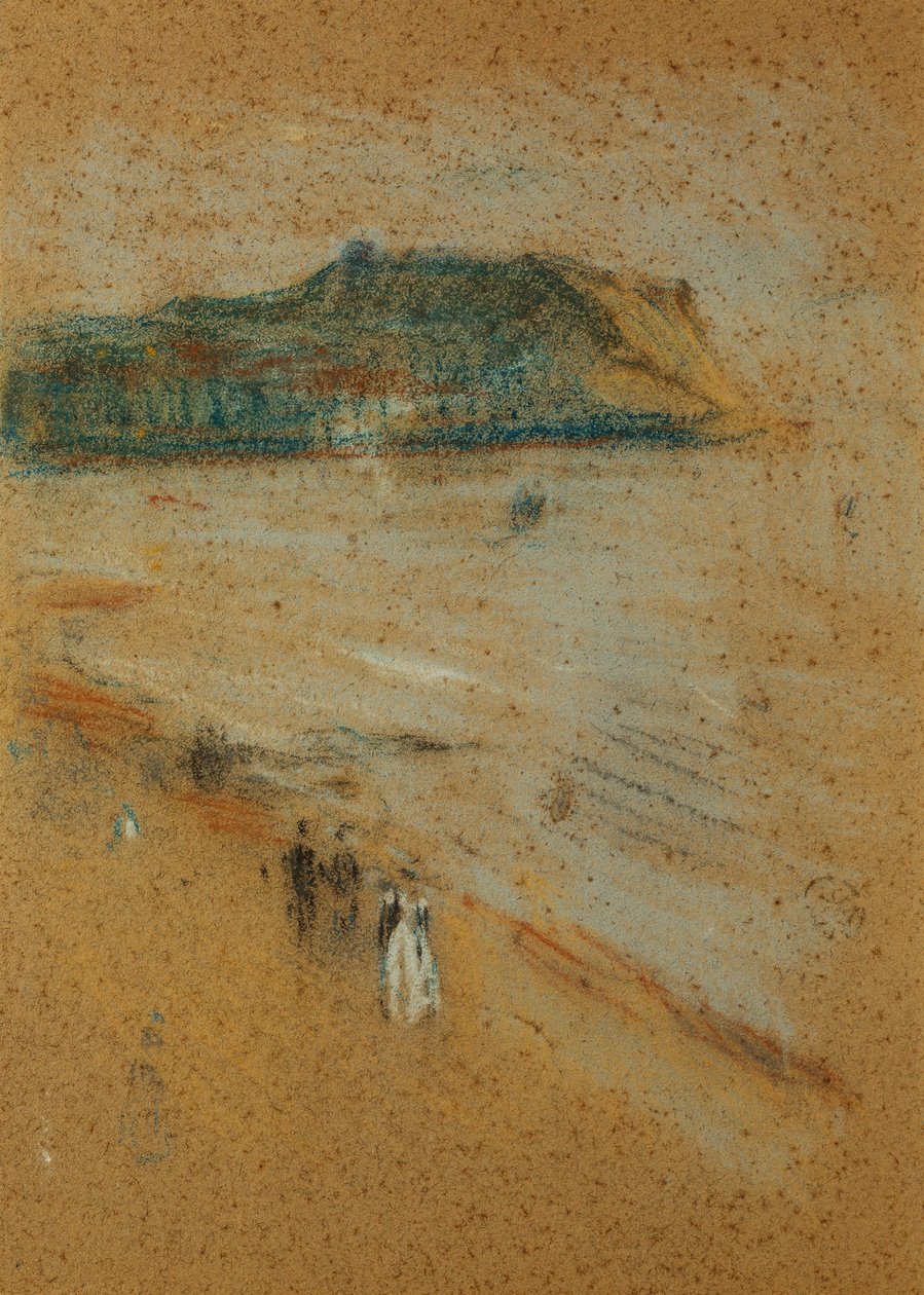 Figuren op een strand bij kliffen, circa 1870-74 door James Abbott McNeill Whistler