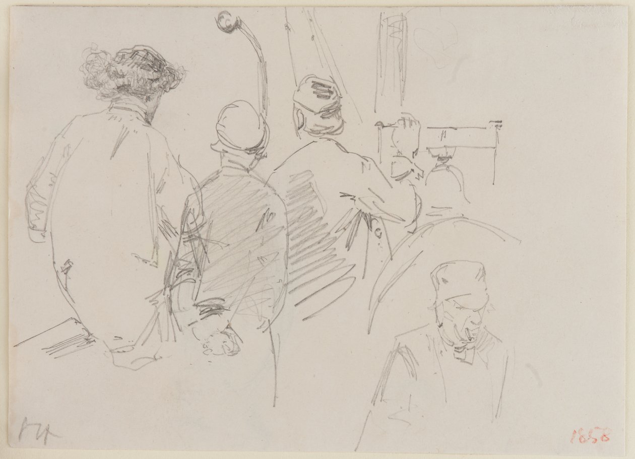 Vier Mannen aan Boord van een Boot door James Abbott McNeill Whistler
