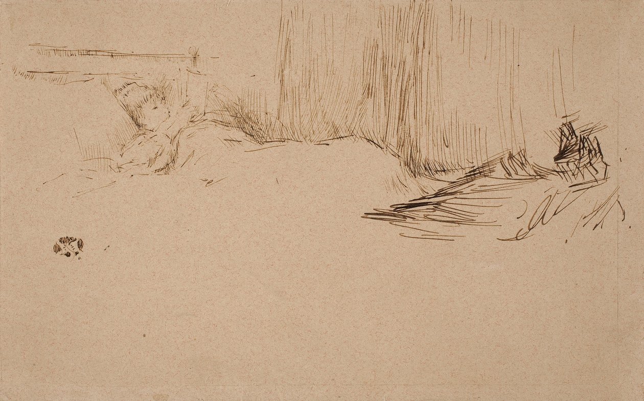 Meisje Lezend in Bed door James Abbott McNeill Whistler
