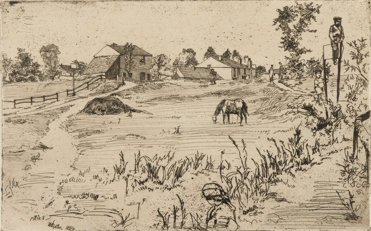 Landschap met Paarden, 1859 door James Abbott McNeill Whistler