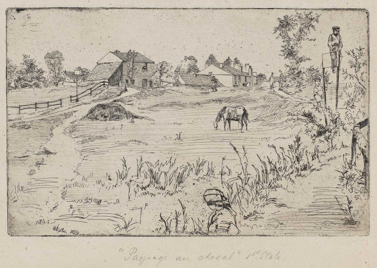 Landschap met het Paard (De Weide) 1859 door James Abbott McNeill Whistler