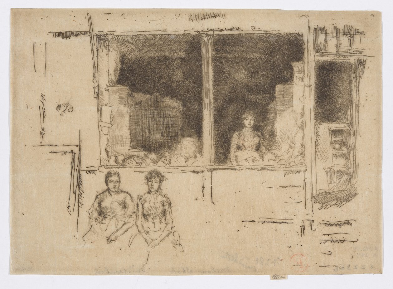 Meloenwinkel, Hounsditch, ca. 1886-88 door James Abbott McNeill Whistler