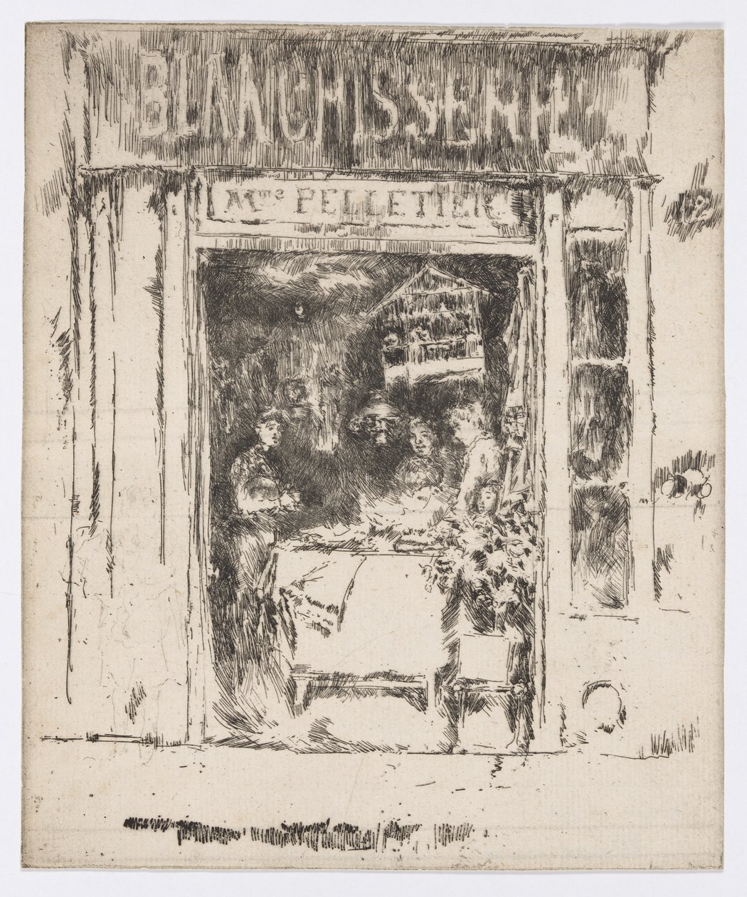 Mme Pelletier, Wasserij, Parijs, ca. 1892-93 door James Abbott McNeill Whistler