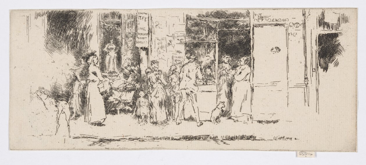 Krantenkiosk, Rue de Seine, ca. 1892-93 door James Abbott McNeill Whistler
