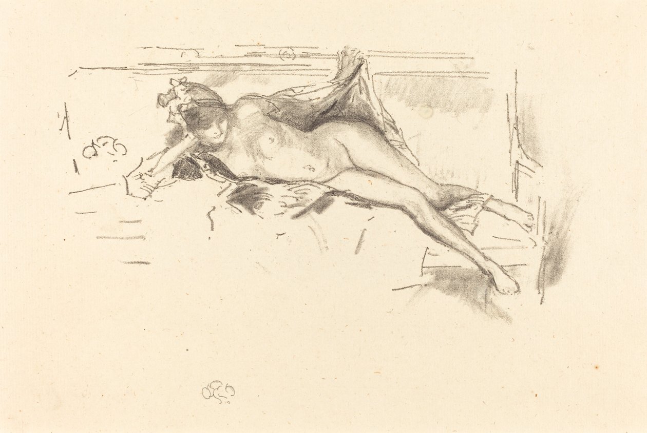 Naaktmodel, Liggend, 1893 door James Abbott McNeill Whistler