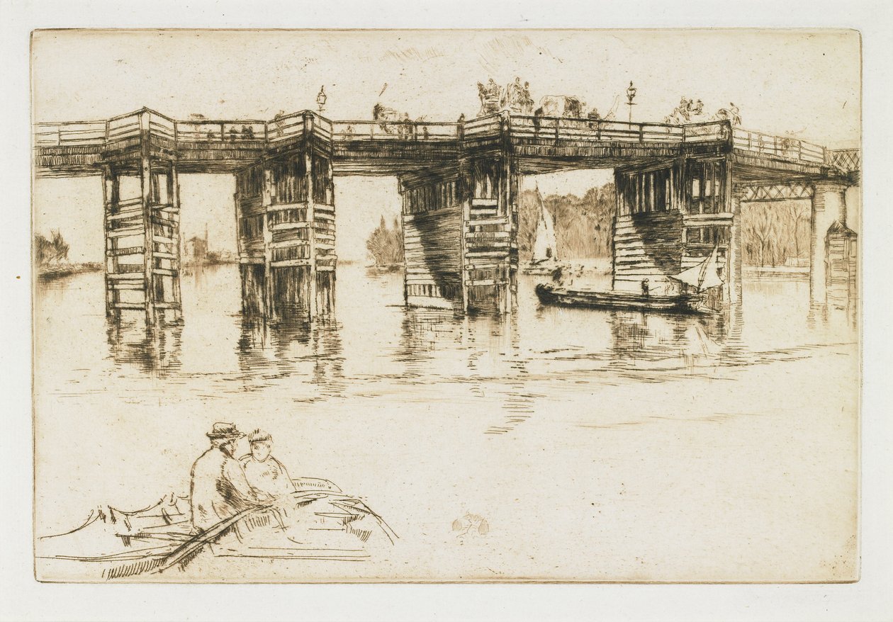 De oude Putney Bridge door James Abbott McNeill Whistler