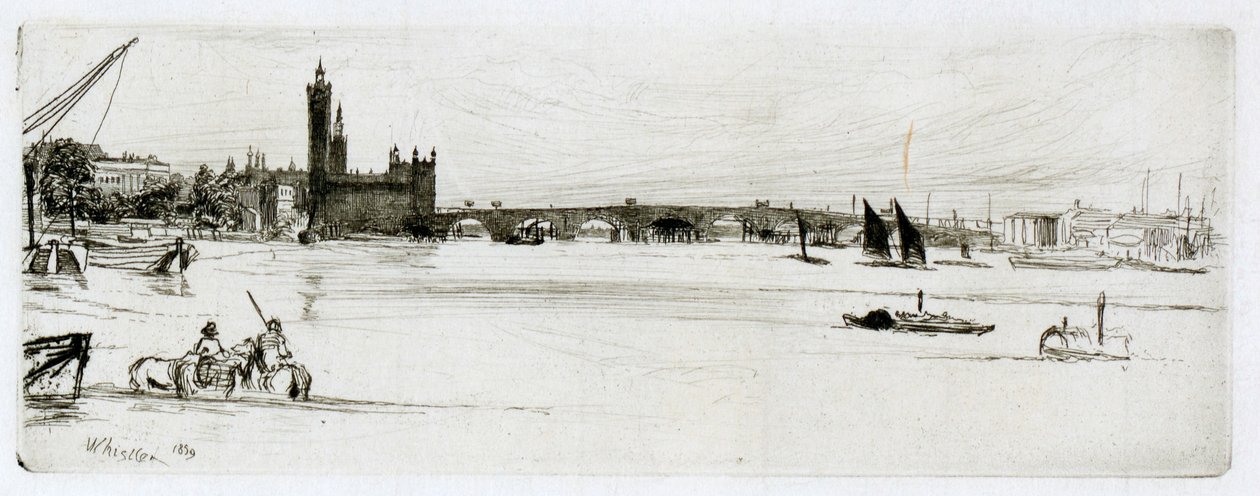 Oude Westminster Bridge door James Abbott McNeill Whistler
