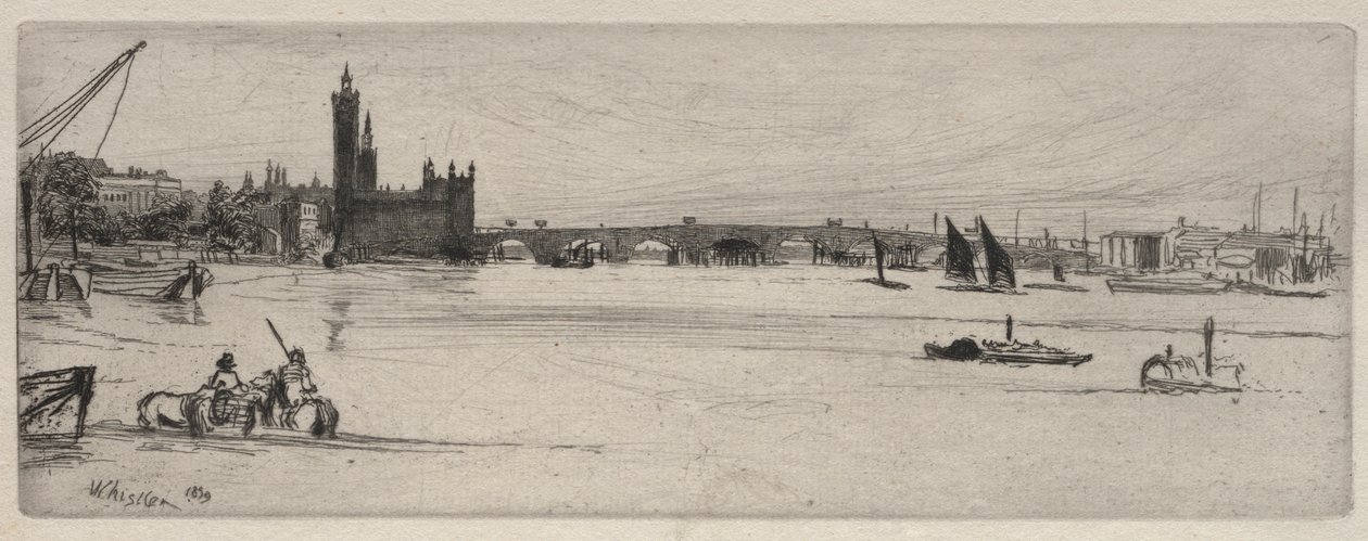 Oude Westminster Bridge, 1859 door James Abbott McNeill Whistler