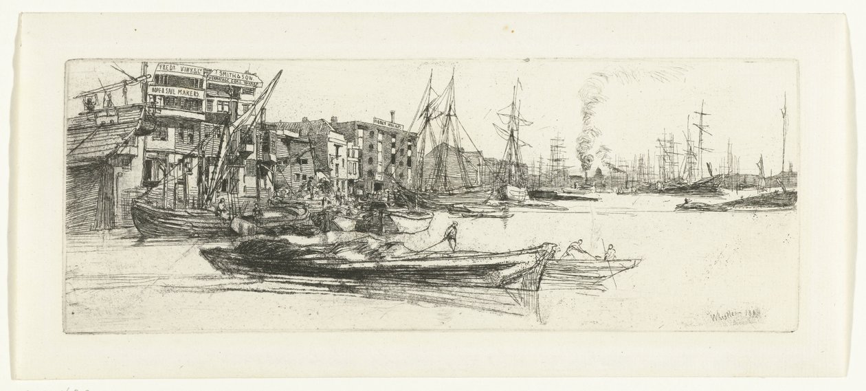 Pakhuizen aan de Theems door James Abbott McNeill Whistler