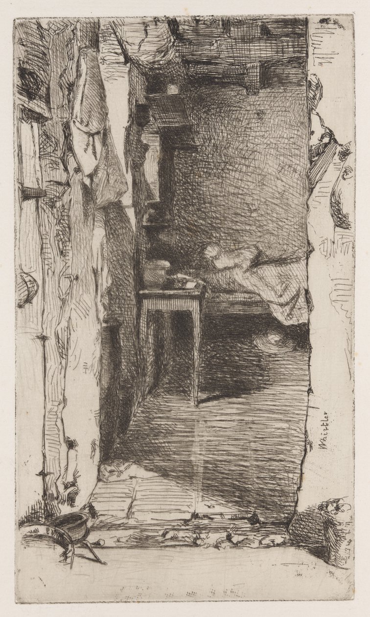 Voddenrapers, Quartier Mouffetard, Parijs door James Abbott McNeill Whistler