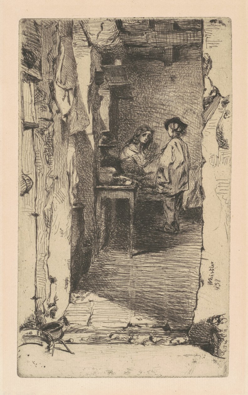Voddenrapers, Quartier Mouffetard, Parijs, 1858 door James Abbott McNeill Whistler