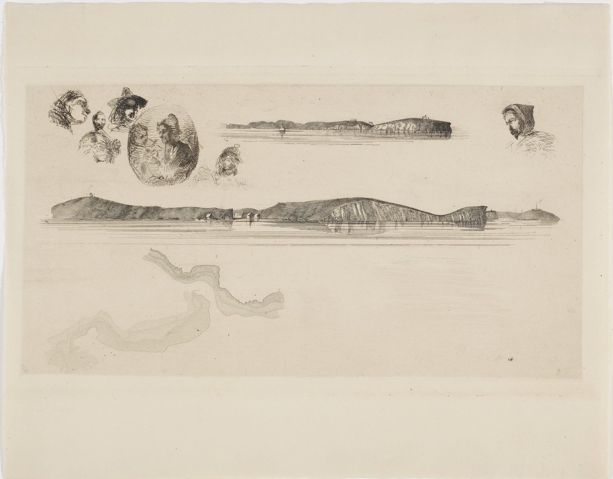 Schetsen op de Kustonderzoek Plaat door James Abbott McNeill Whistler