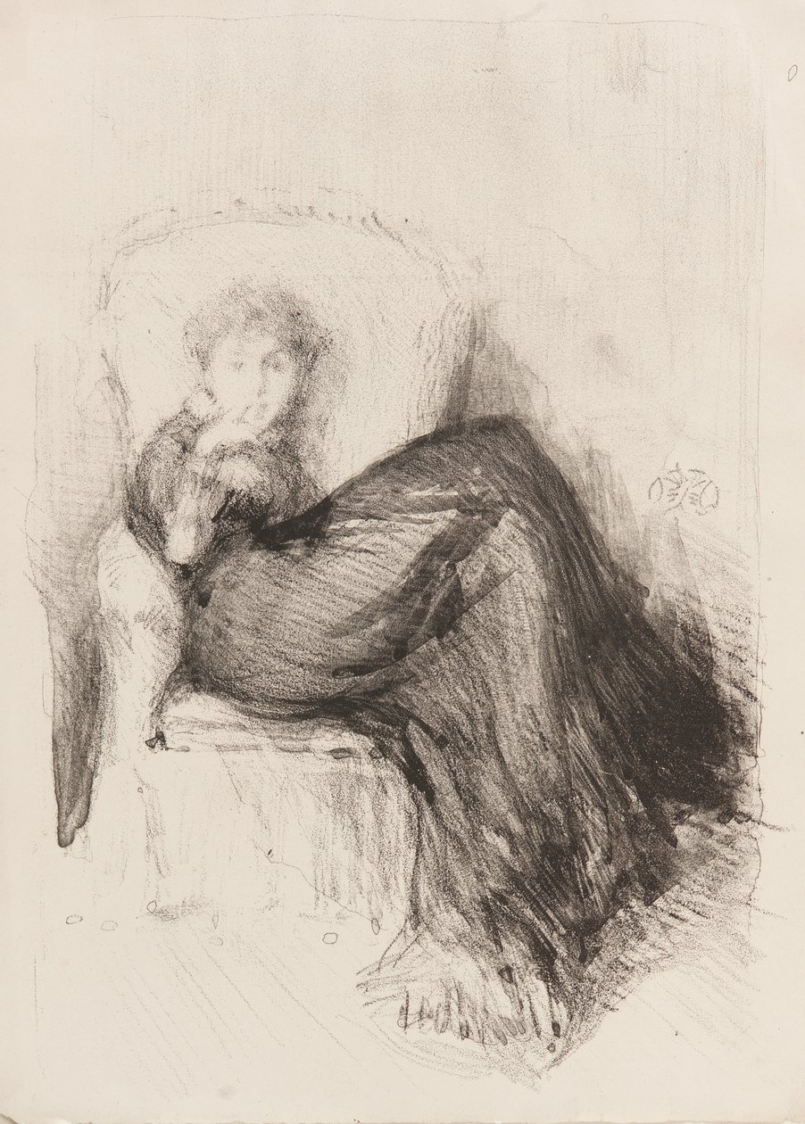 Studie - Maude zittend door James Abbott McNeill Whistler