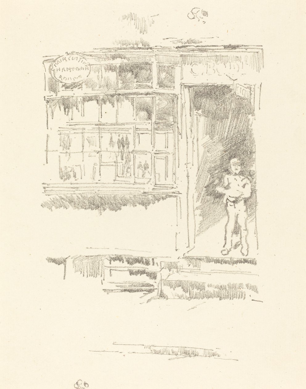 De Kapperszaak in de Mews door James Abbott McNeill Whistler