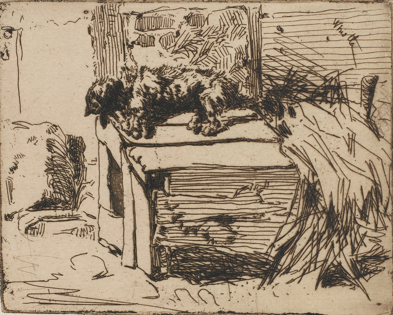De hond op het hok, 1858 door James Abbott McNeill Whistler