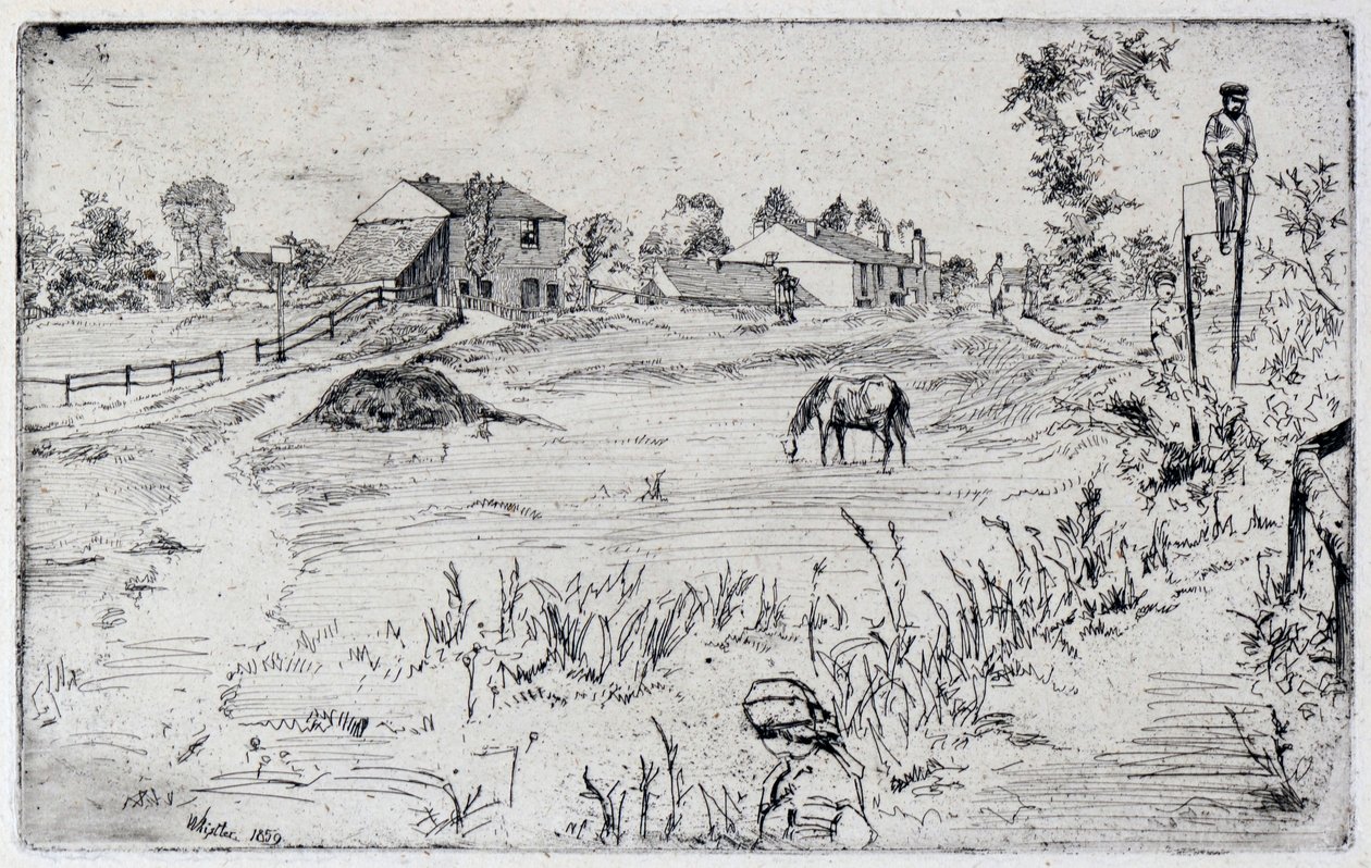 Het landschap met het paard door James Abbott McNeill Whistler