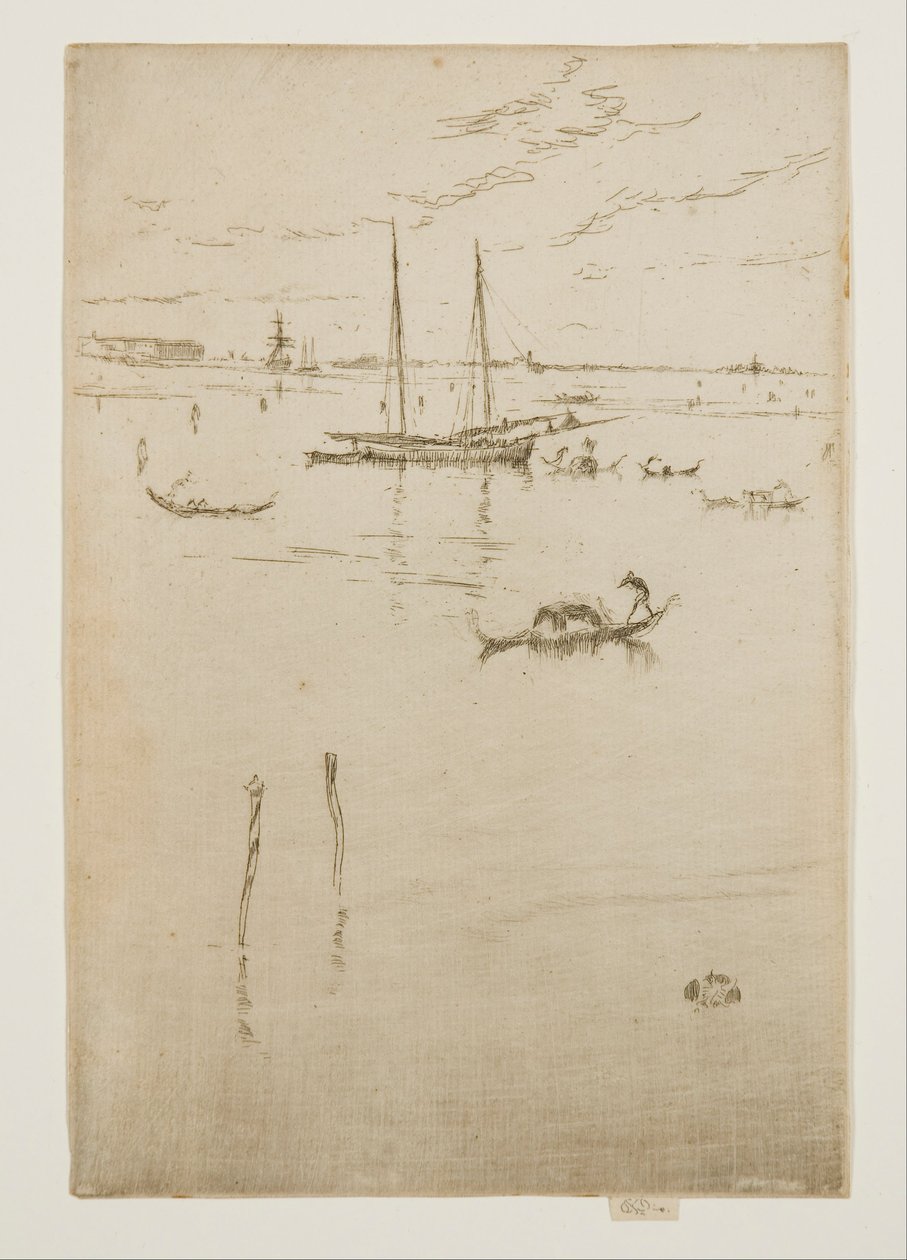 De Kleine Lagune, uit de Twaalf Etsen, ook bekend als de Eerste Venetië Set door James Abbott McNeill Whistler